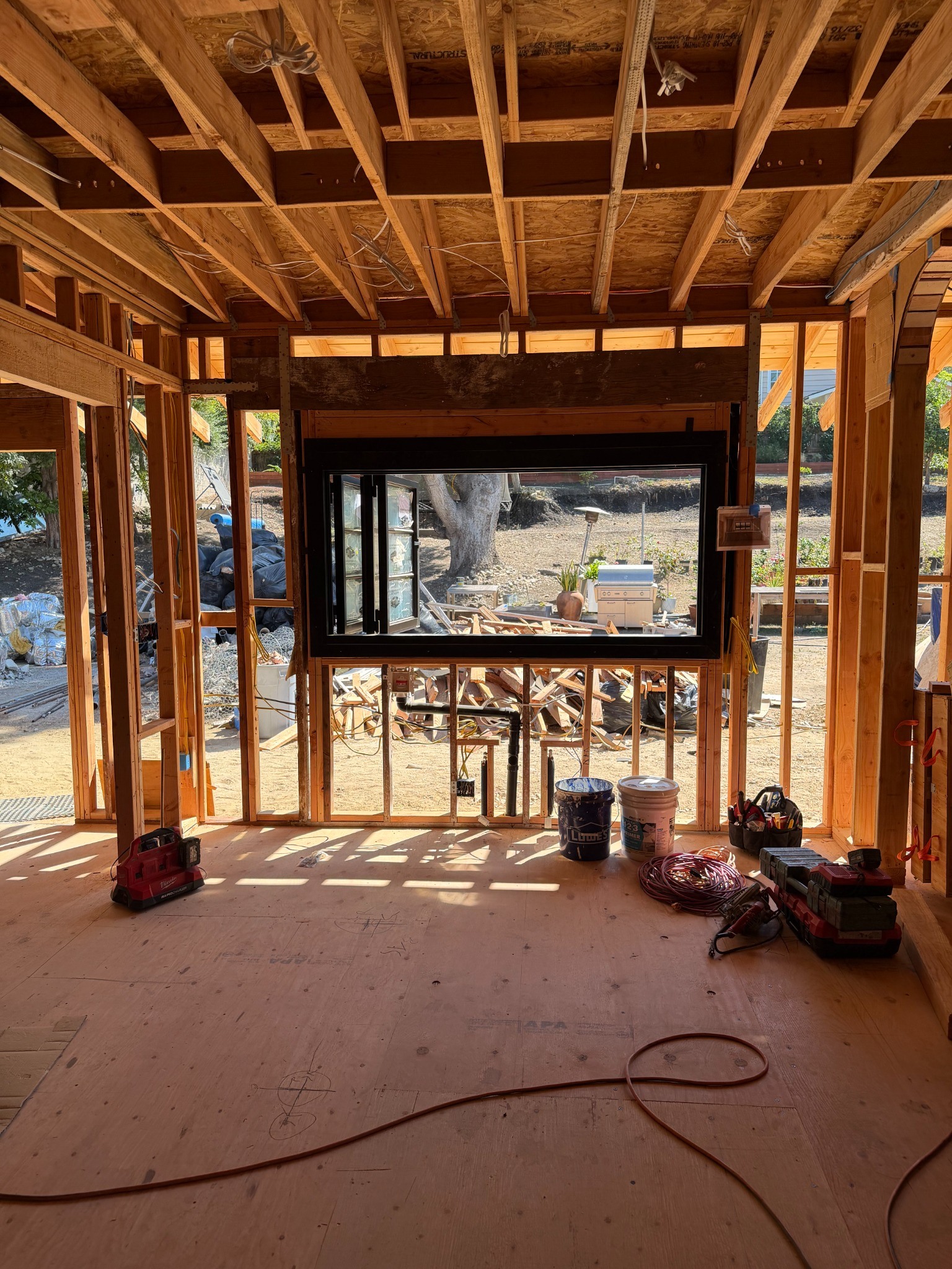 Pleasant Hill kitchen window wall during the construction phase